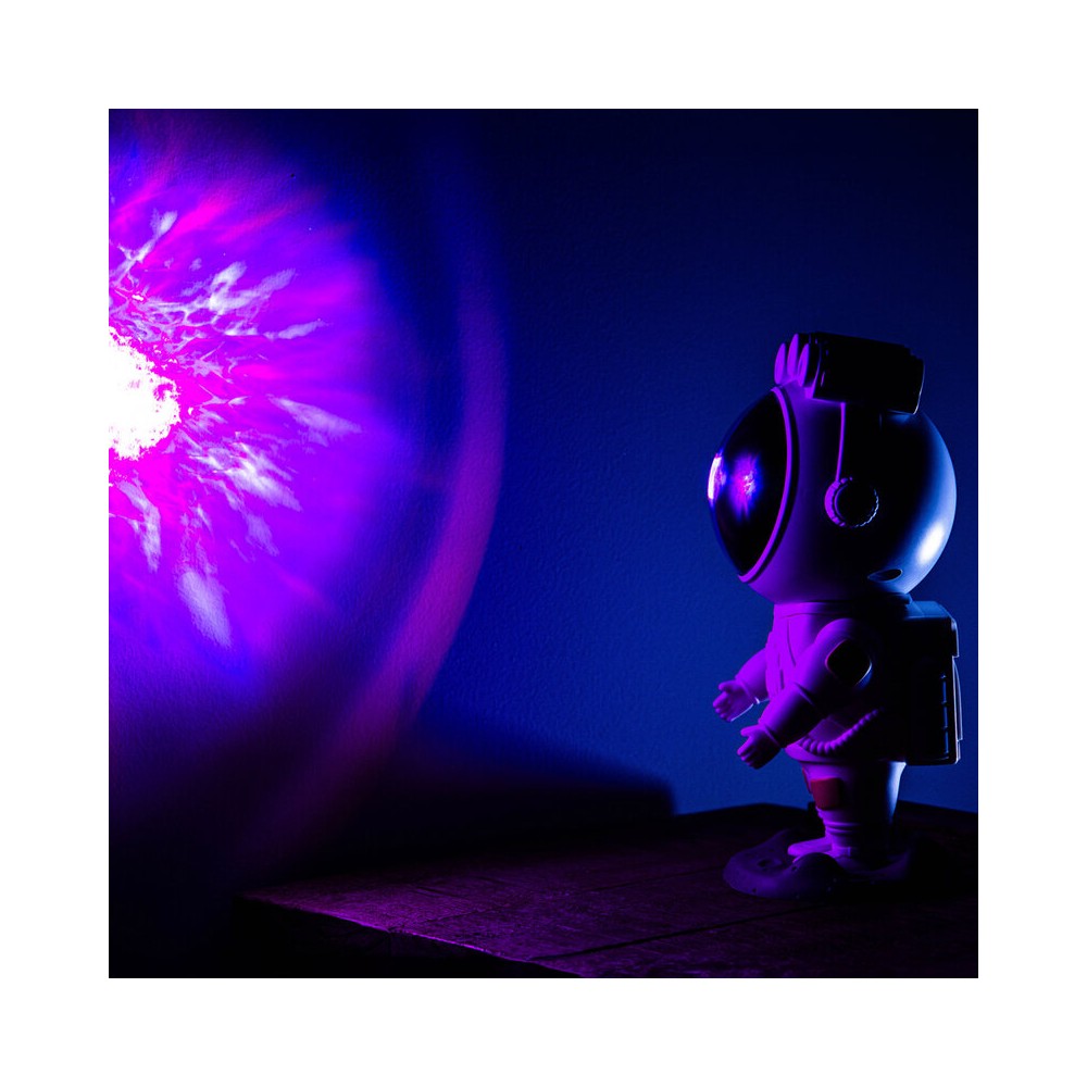BoomTone DJ Playful astronaut-shaped night light that projects a moving nebula and green laser stars, lithium battery powered re