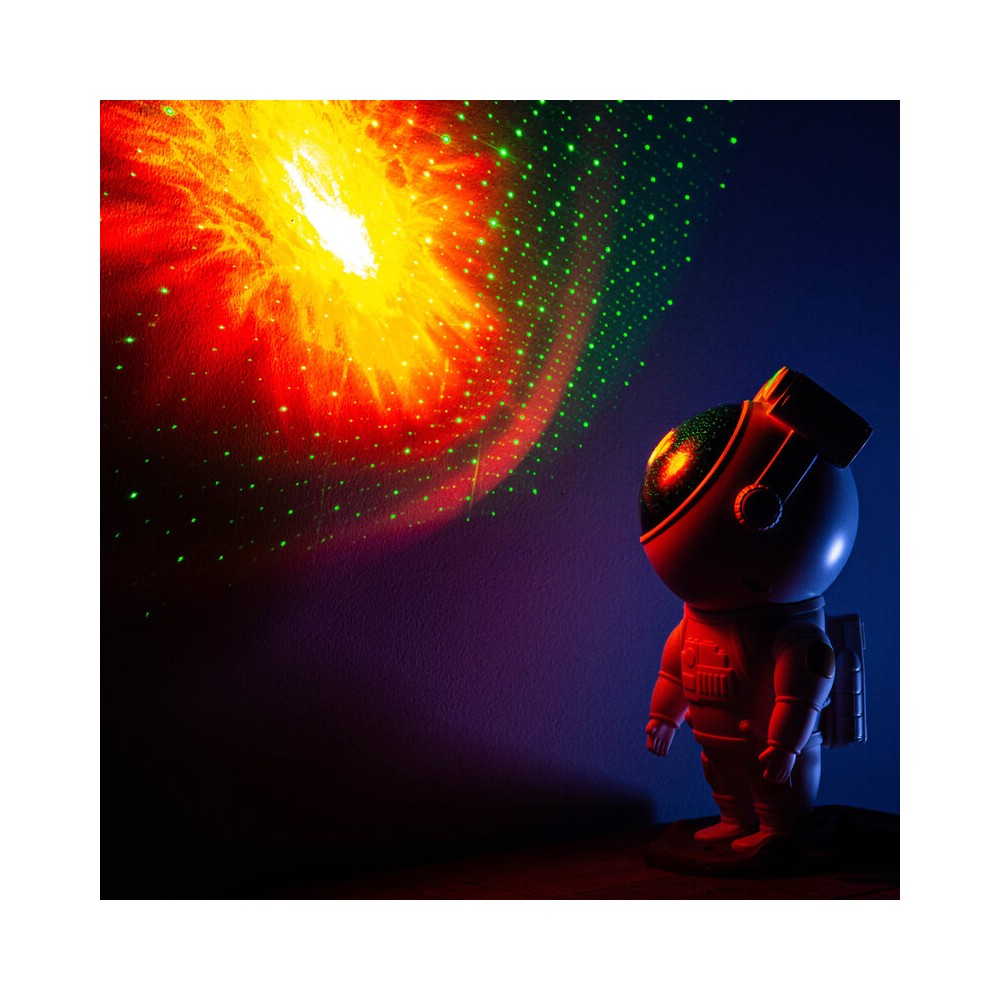 BoomTone DJ Playful astronaut-shaped night light that projects a moving nebula and green laser stars, lithium battery powered re