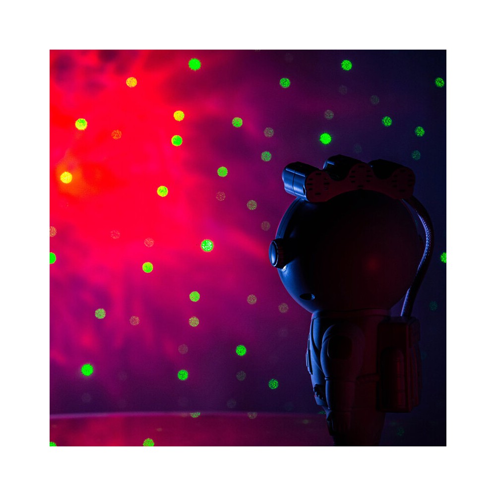 BoomTone DJ Playful astronaut-shaped night light that projects a moving nebula and green laser stars, lithium battery powered re