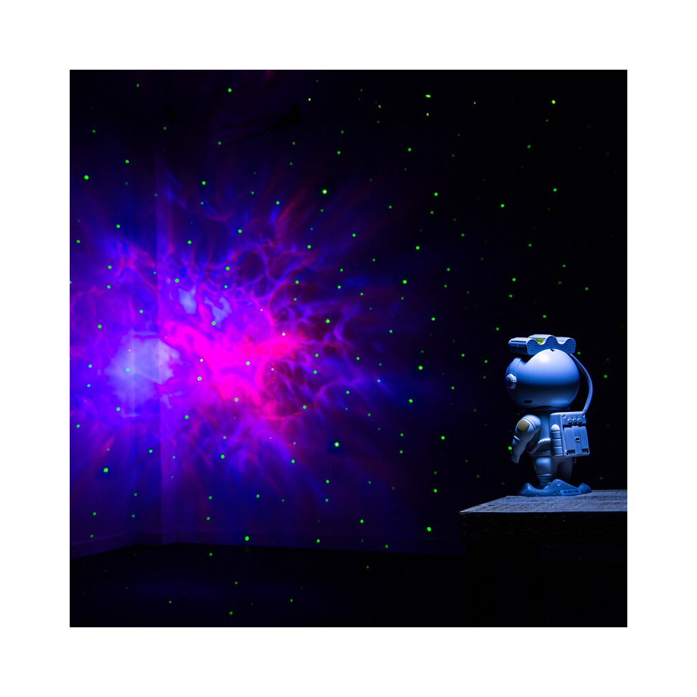 BoomTone DJ Playful astronaut-shaped night light that projects a moving nebula and green laser stars, lithium battery powered re