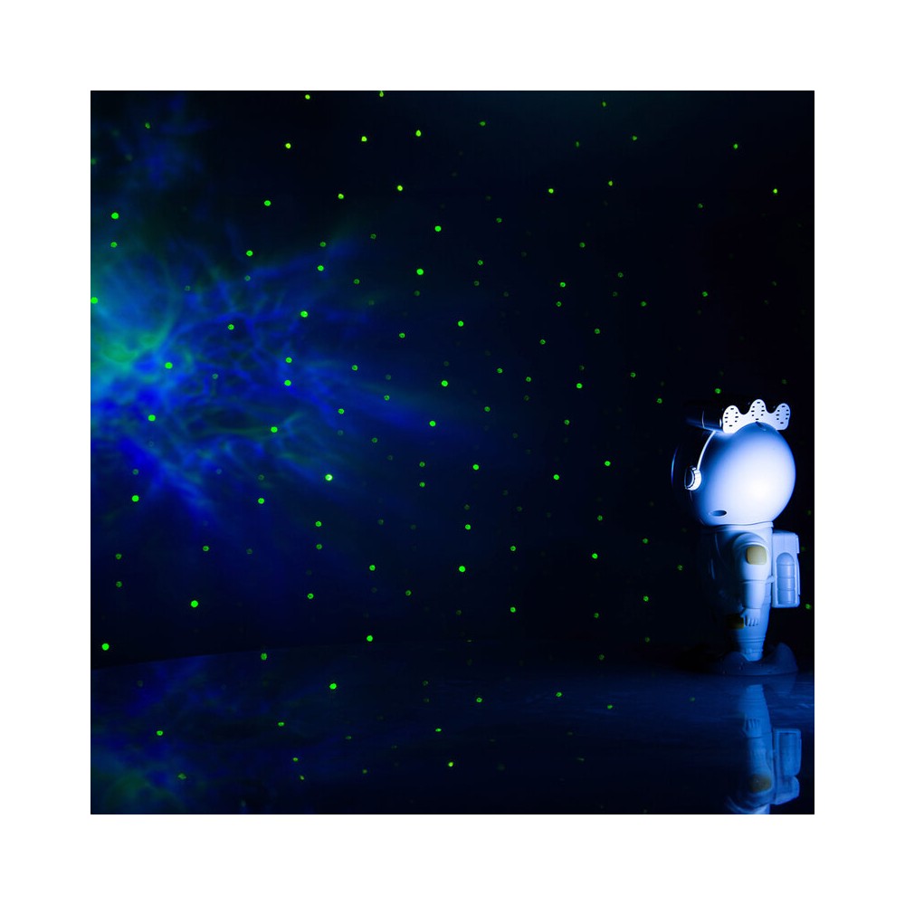 BoomTone DJ Playful astronaut-shaped night light that projects a moving nebula and green laser stars, lithium battery powered re