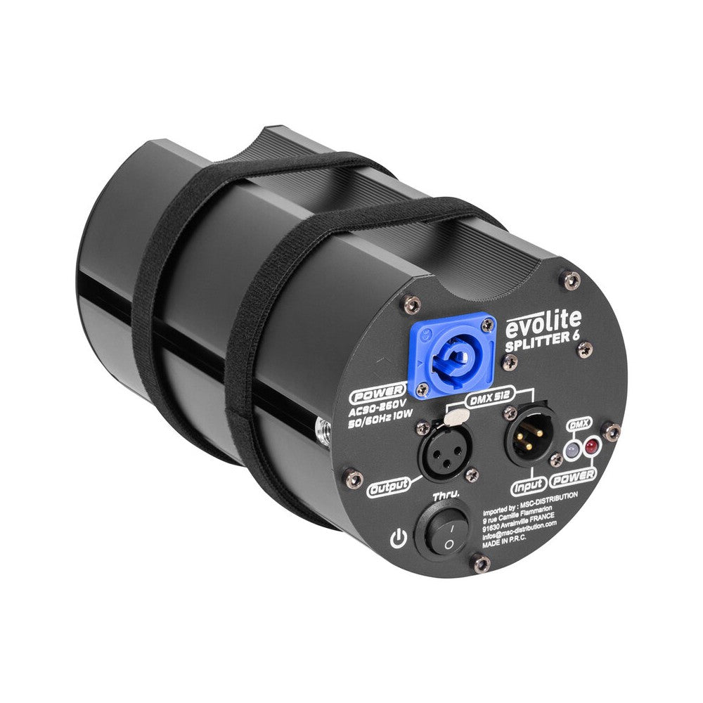 Evolite 1  6 DMX splitter, isolated outputs, signal amplifier