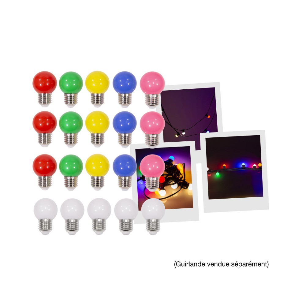 Mac Mah Pack of 20 LED bulbs of 1.5 W in 6 colors