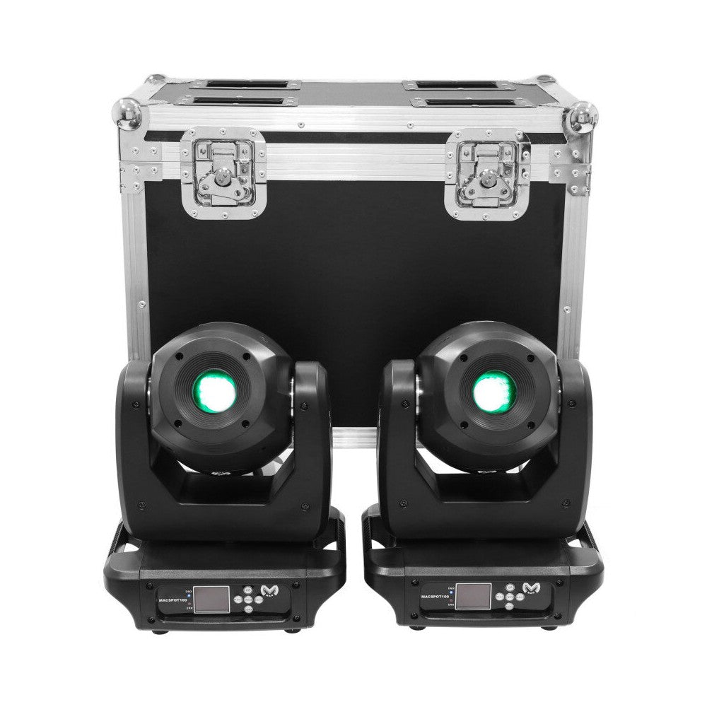 Mac Mah Set of two MACSPOT 100-FC moving heads delivered in a flight case on wheels