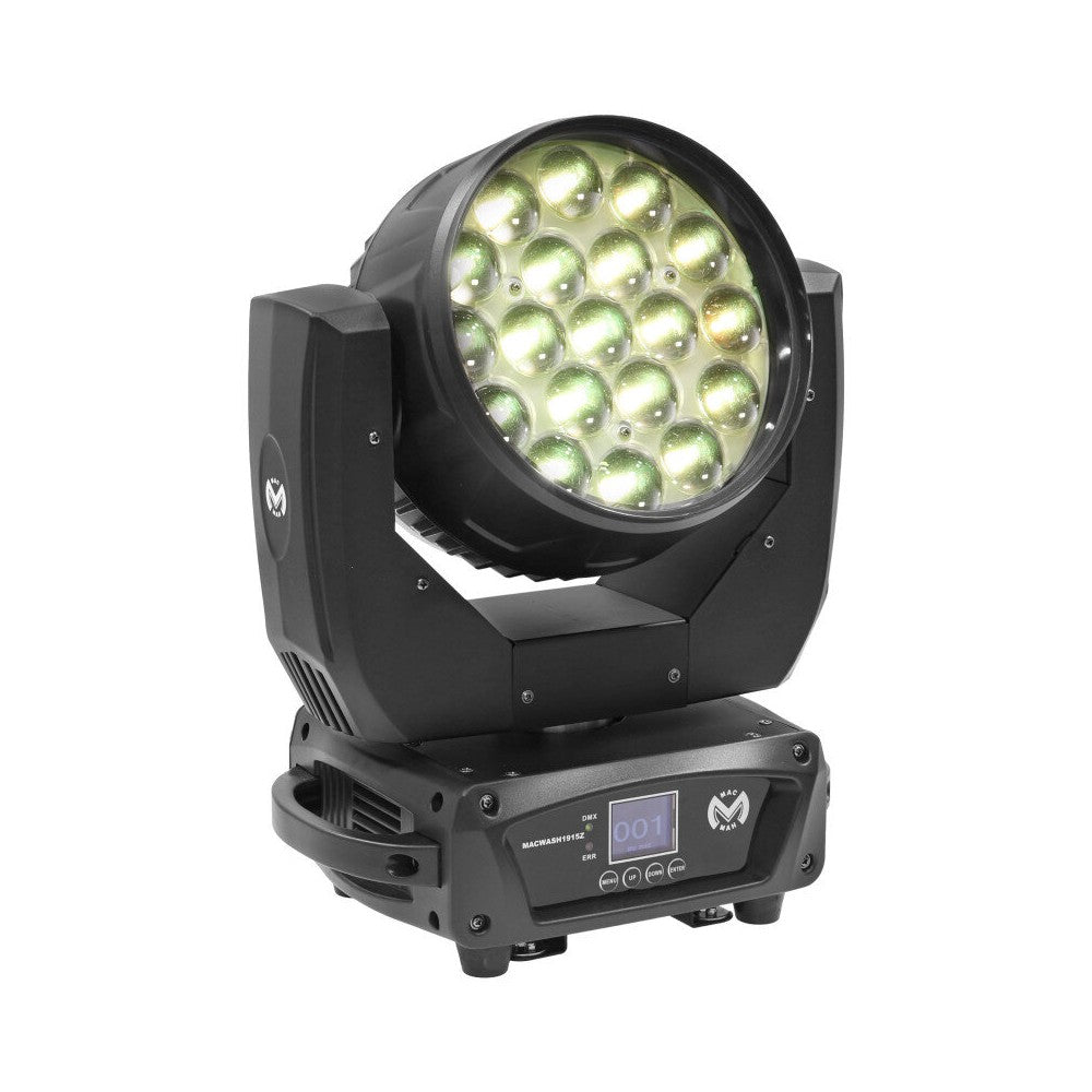 Cabeza móvil Mac Mah 19 x 15 W RGBW LED Wash con control LED circular de 3 zonas, ángulo de zoom de 6 a 50°