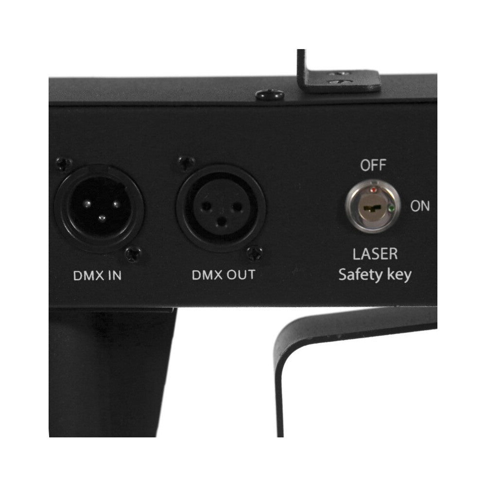 Mac Mah Animation bar consisting of 2 Derby effects, 2 x 4-in-1 RGB-UV LED PARs, a Strobe, a red and green multi-point laser