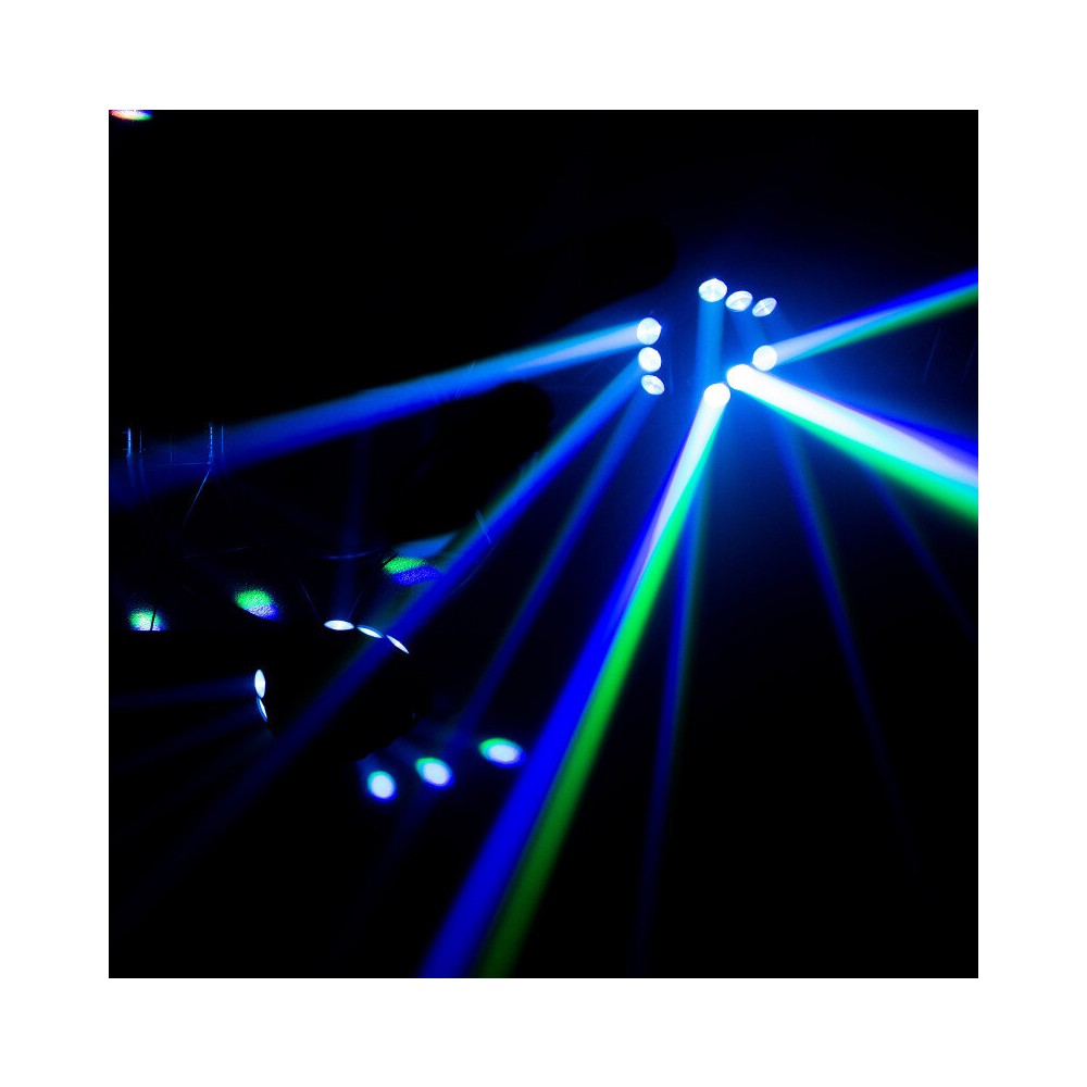 Mac Mah Professional light show equipped with 9 RGBW Beam effect LEDs and a green multipoint laser in the center