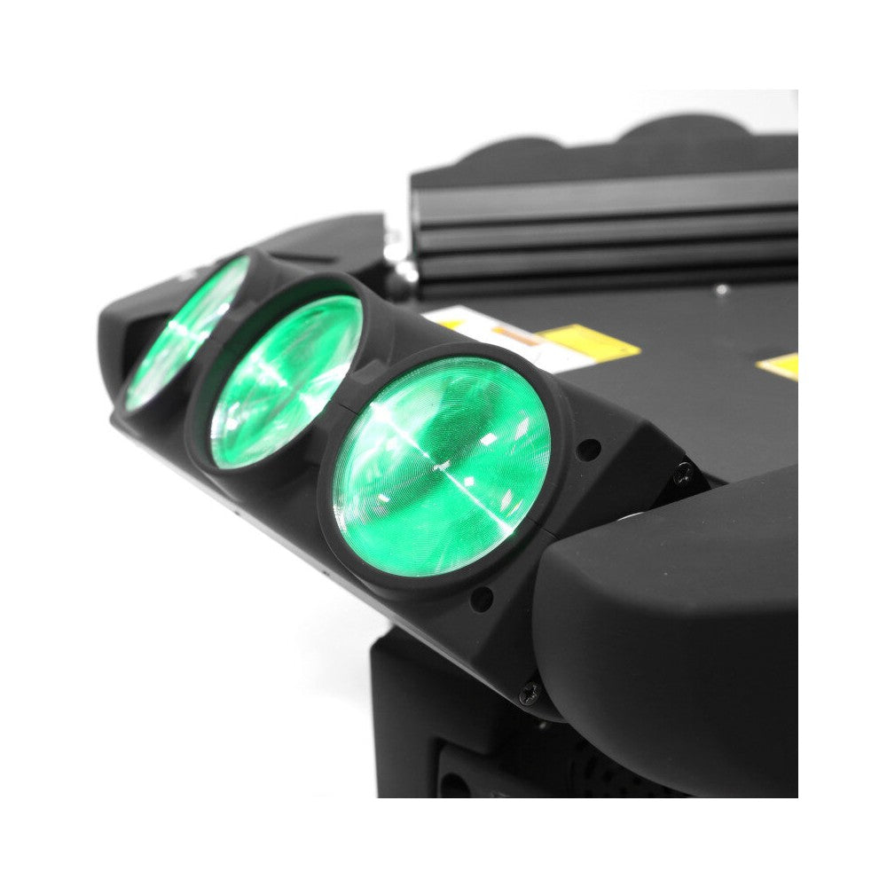 Mac Mah Professional light show equipped with 9 RGBW Beam effect LEDs and a green multipoint laser in the center