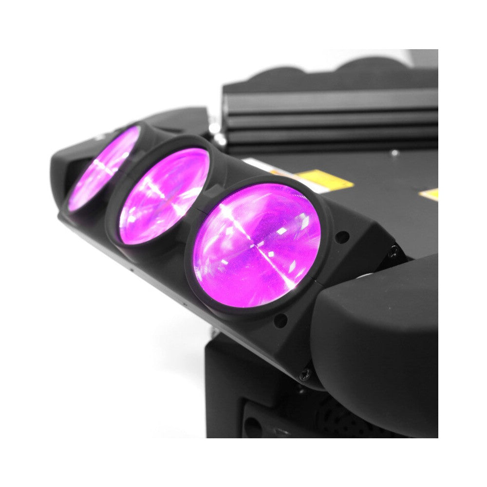 Mac Mah Professional light show equipped with 9 RGBW Beam effect LEDs and a green multipoint laser in the center