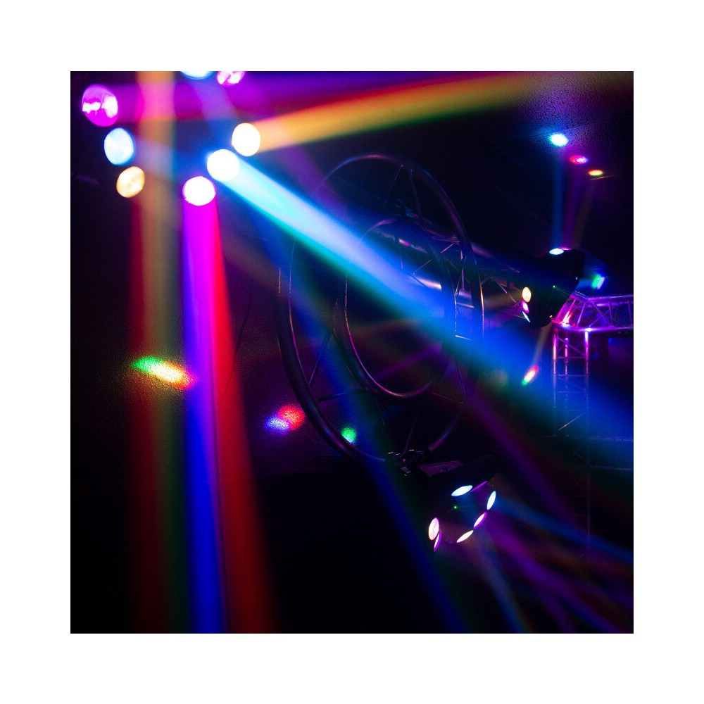 Mac Mah Professional light show equipped with 9 RGBW Beam effect LEDs and a green multipoint laser in the center