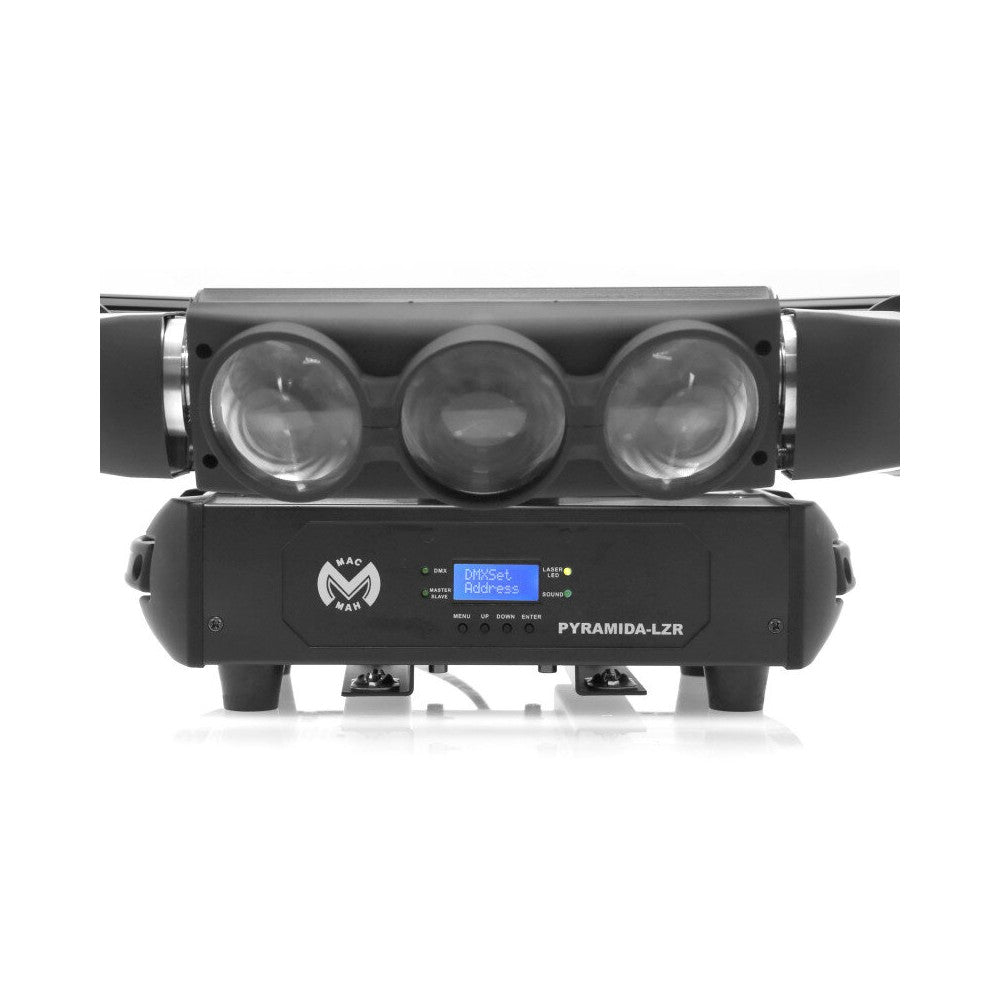 Mac Mah Professional light show equipped with 9 RGBW Beam effect LEDs and a green multipoint laser in the center