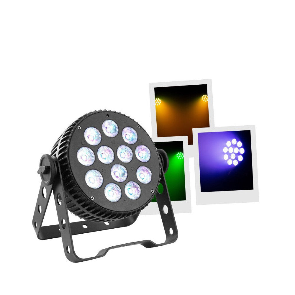 Mac Mah 6-in-1 RGBWA / UV LED Par projector with 12 single 10 W LEDs, IR remote control included