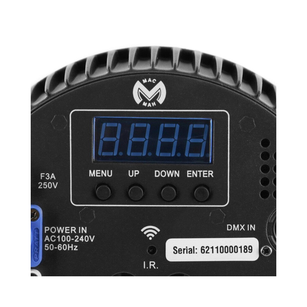 Mac Mah 6-in-1 RGBWA / UV LED Par projector with 12 single 10 W LEDs, IR remote control included