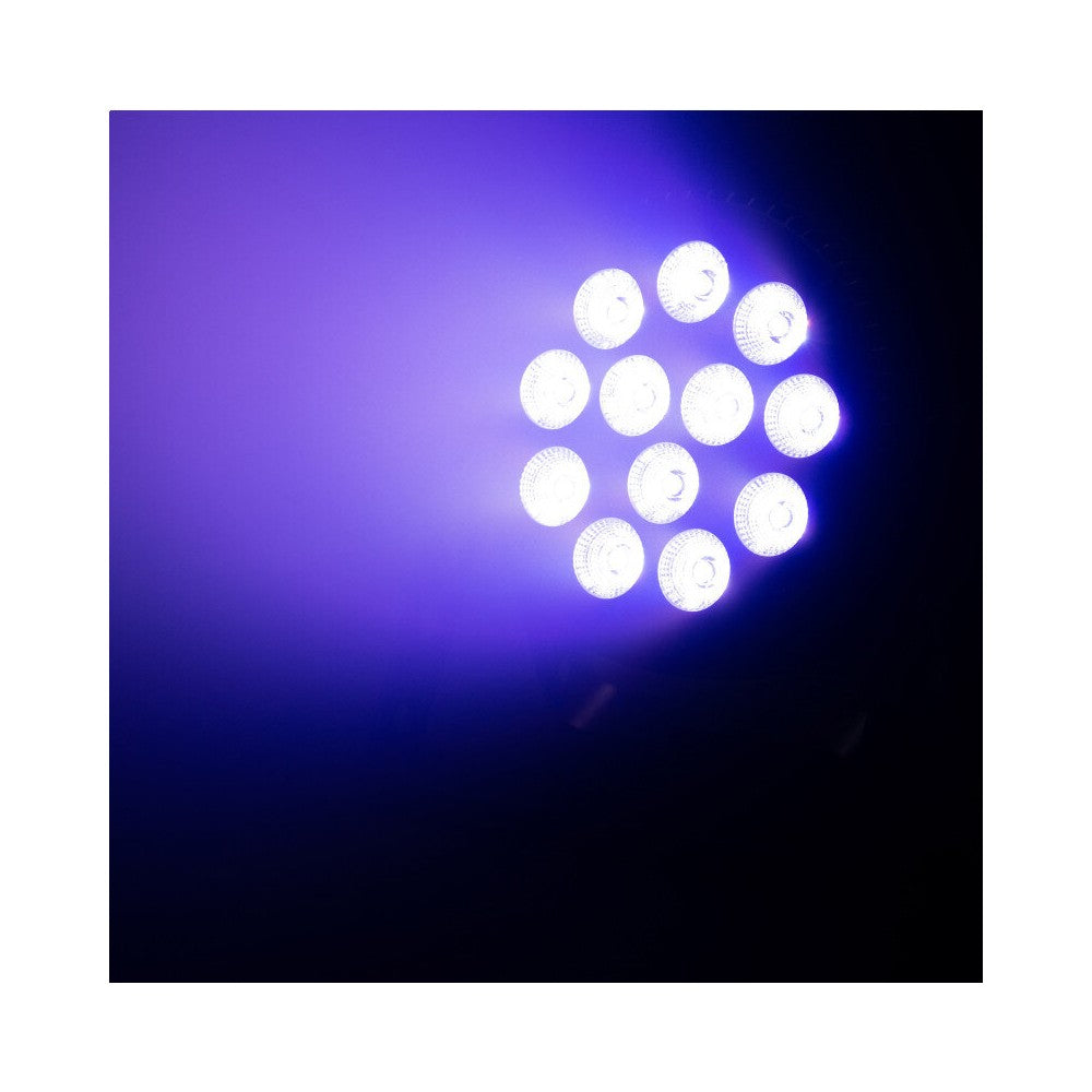 Mac Mah 6-in-1 RGBWA / UV LED Par projector with 12 single 10 W LEDs, IR remote control included