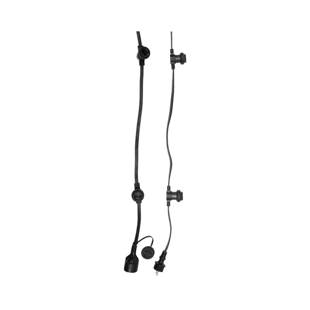 Mac Mah 10 m long garland, splashproof (IP44), equipped with 20 fixed E27 sockets.