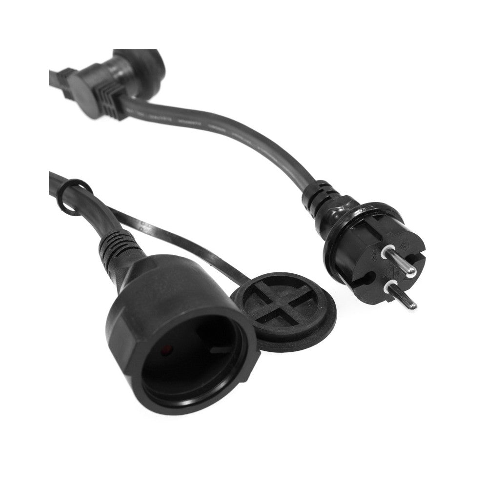 Mac Mah 10 m long garland, splashproof (IP44), equipped with 20 fixed E27 sockets.