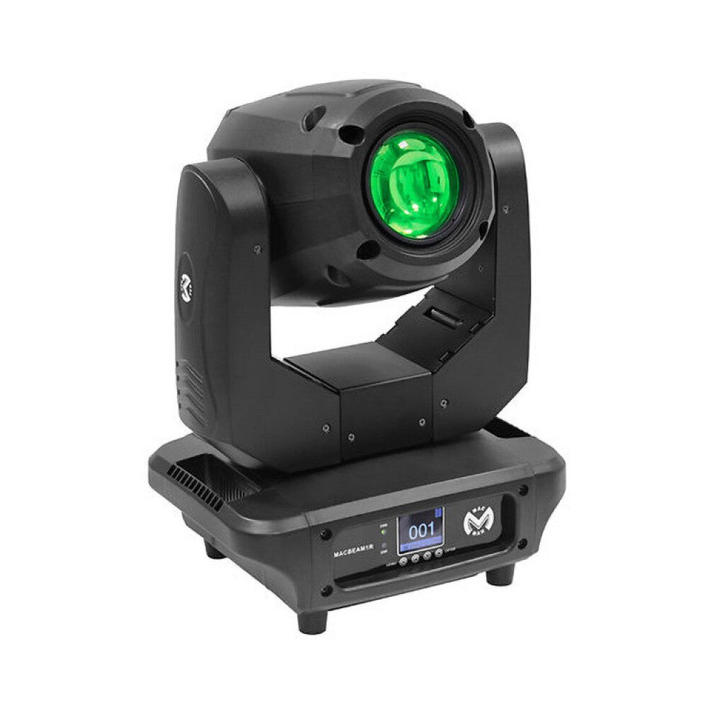 Mac Mah Moving head equipado con una lámpara de arco corto tipo 1R de 120W, con 12 colores + blanco, 11 gobos fijos