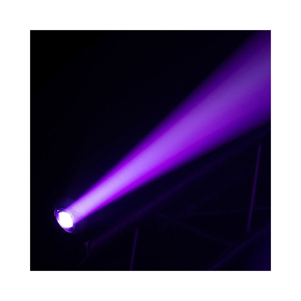 Mac Mah Compact 100 W LED moving head light with vibrant colors, rotating Gobos, motorized focus, DMX, auto, sound, Master/Slave