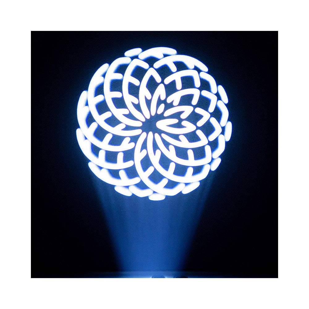 Mac Mah Compact 100 W LED moving head light with vibrant colors, rotating Gobos, motorized focus, DMX, auto, sound, Master/Slave