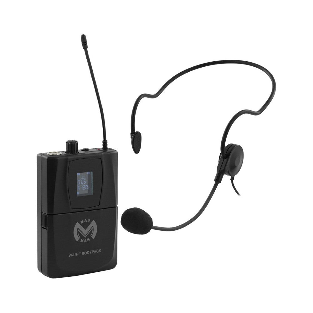 Mac Mah Headworn microphone and belt bodypack transmitter for Mac Mah W-UHF 100/200 M, 660 - 690 MHz