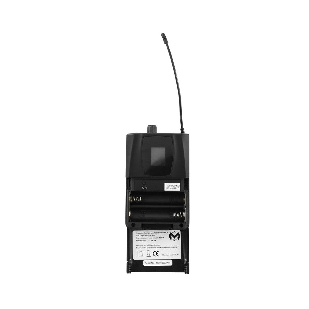 Mac Mah Headworn microphone and belt bodypack transmitter for Mac Mah W-UHF 100/200 M, 660 - 690 MHz