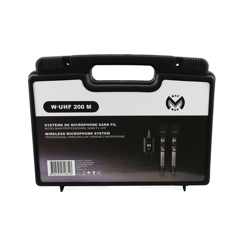 Transmisor inalámbrico doble de mano Mac Mah Professional / Receptor de 2 canales, 660 - 690 MHz