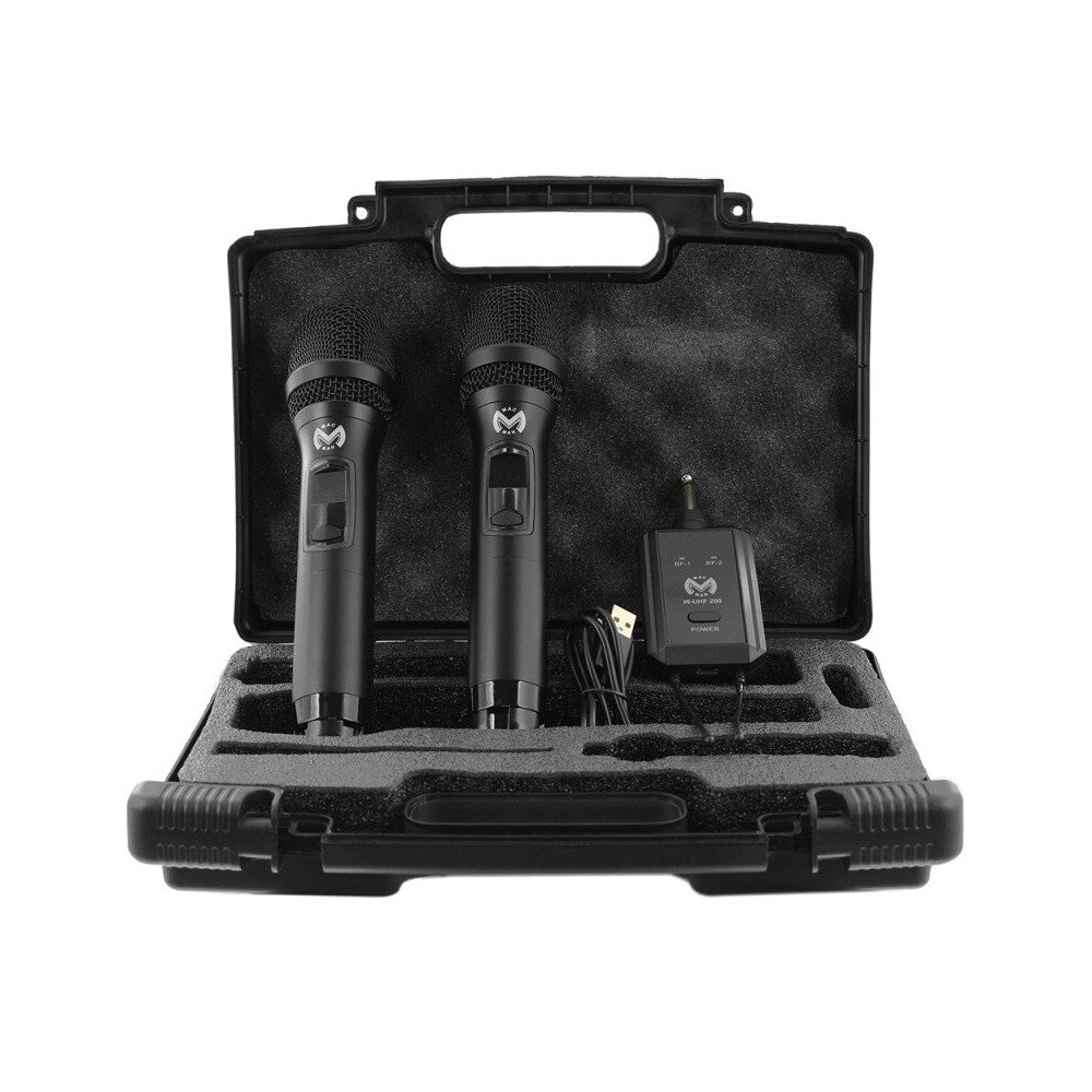 Transmisor inalámbrico doble de mano Mac Mah Professional / Receptor de 2 canales, 660 - 690 MHz
