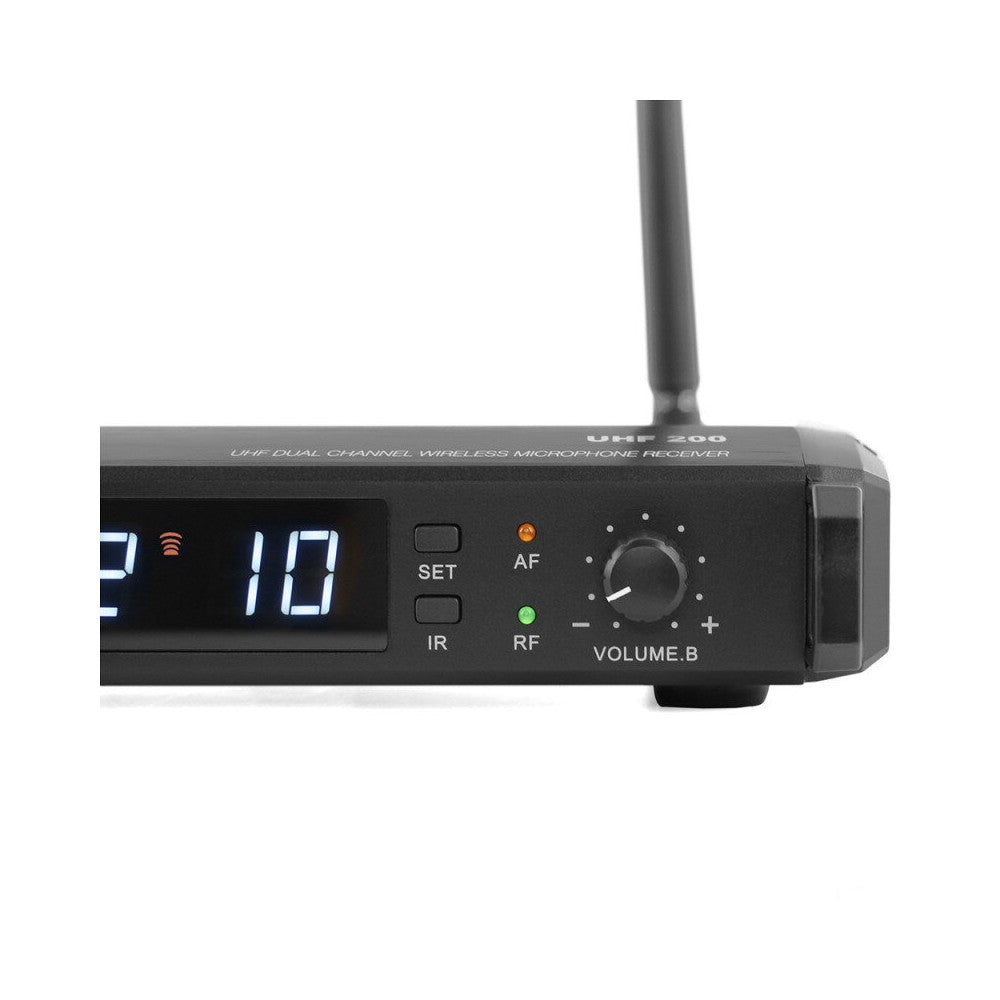 Mac Mah Micrófono inalámbrico completo, 2 transmisores de mano y 1 receptor, frecuencias de transmisión 660 - 690 MHz