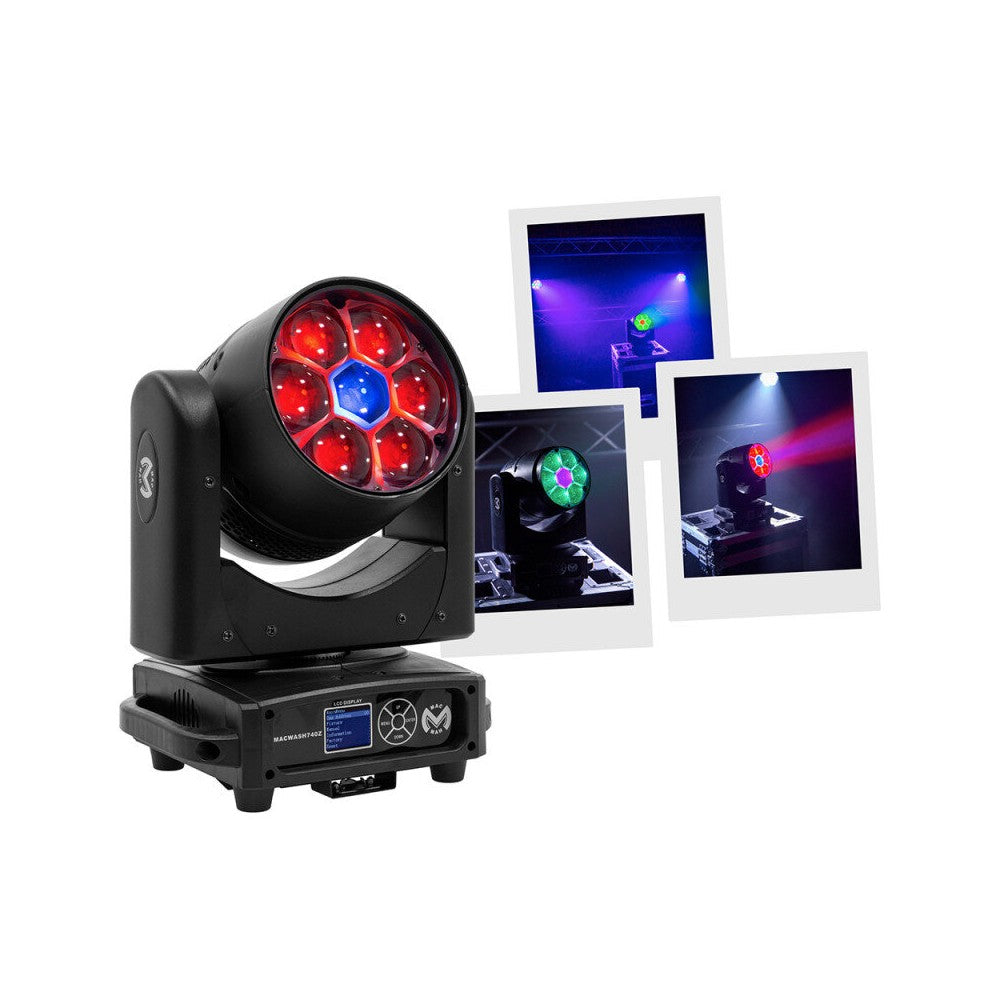 Mac Mah 7 x 40 W RGBW wash moving head with zoom, controllable in DMX
