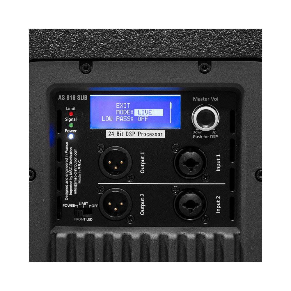 Mac Mah 18'' active subwoofer with 800 W RMS power amplifier, DSP