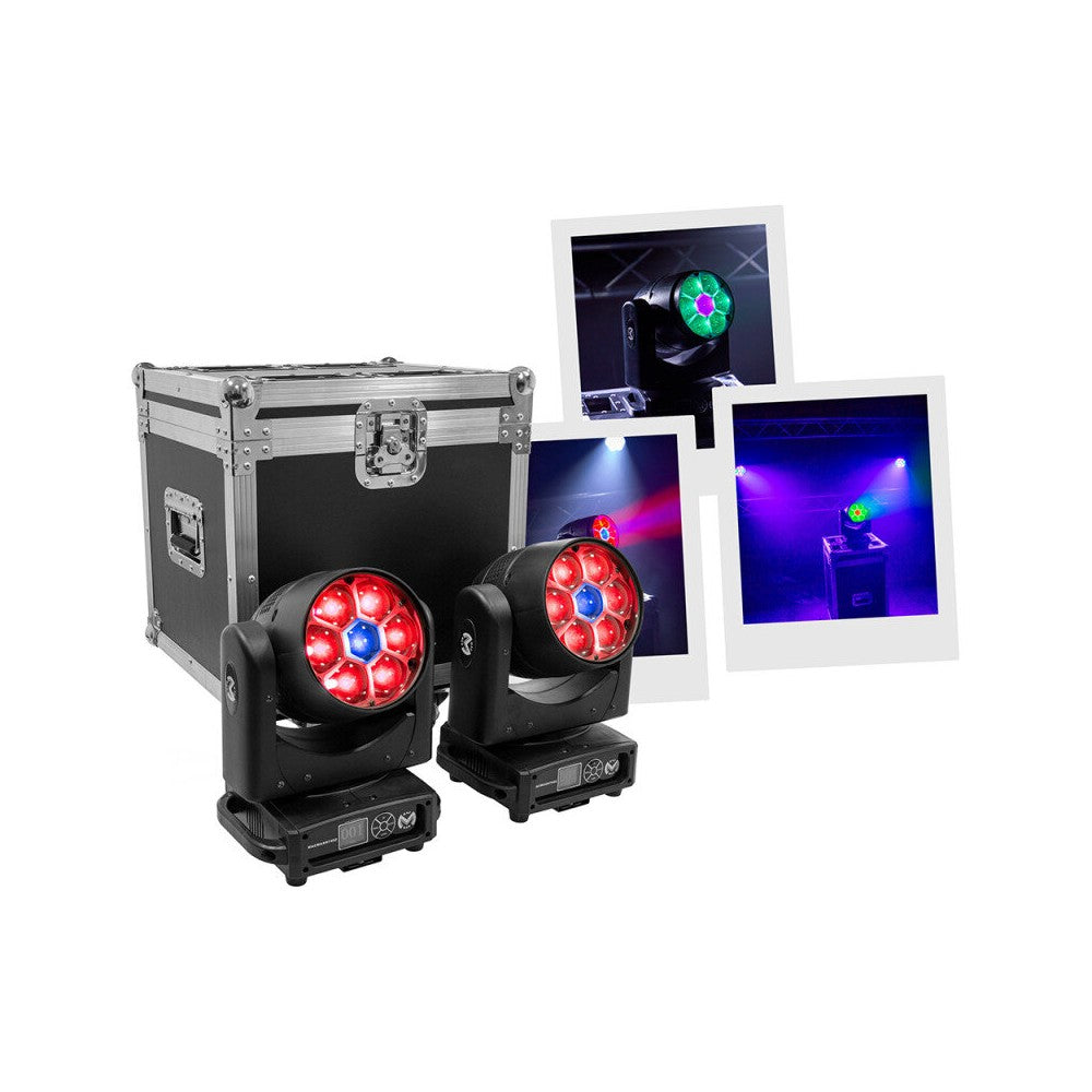 Mac Mah Set of two MAC WASH 740Z moving heads delivered in a flight case on castors