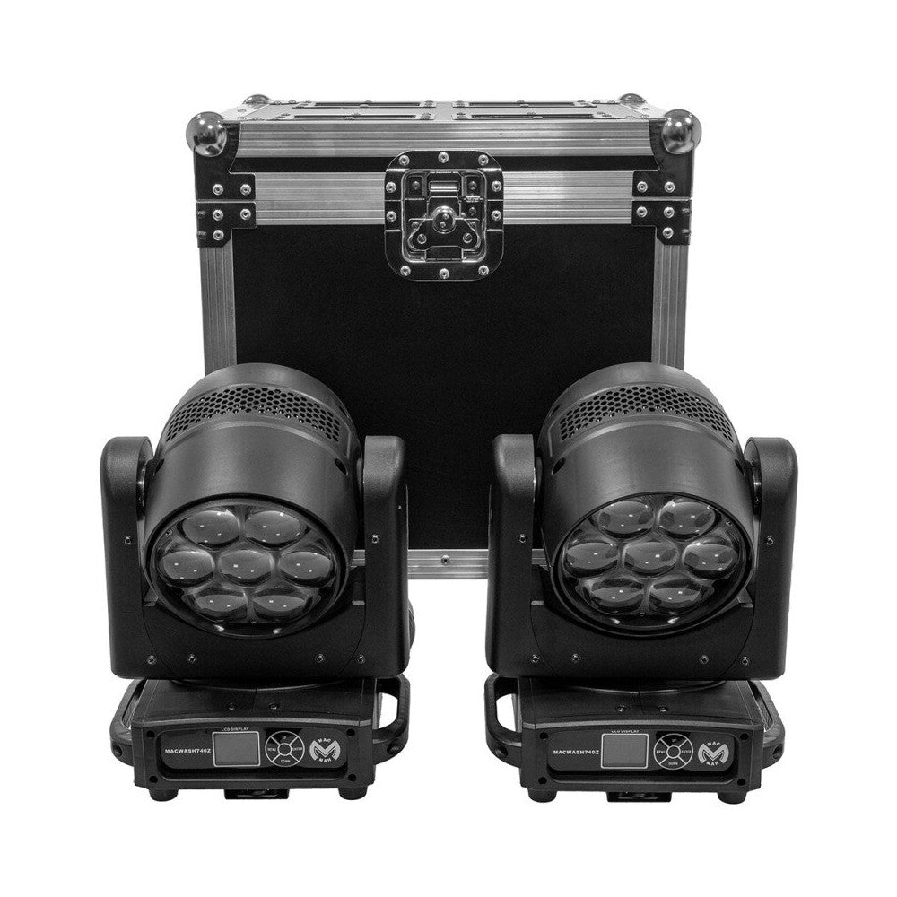 Mac Mah Juego de dos cabezas móviles MAC WASH 740Z entregadas en flight case con ruedas