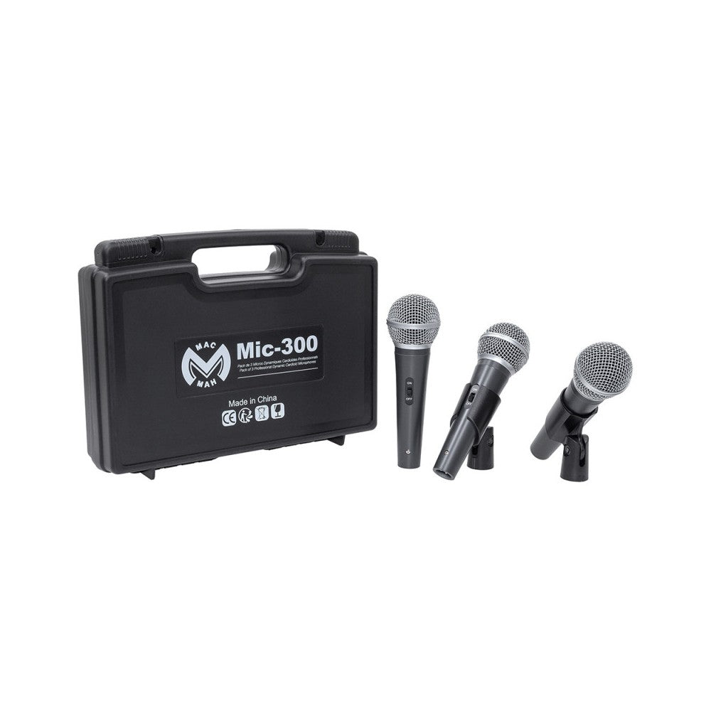 Mac Mah Set of 3 dynamic microphonesMac Mah MIC 300, supplied with carrying case and microphone clamps