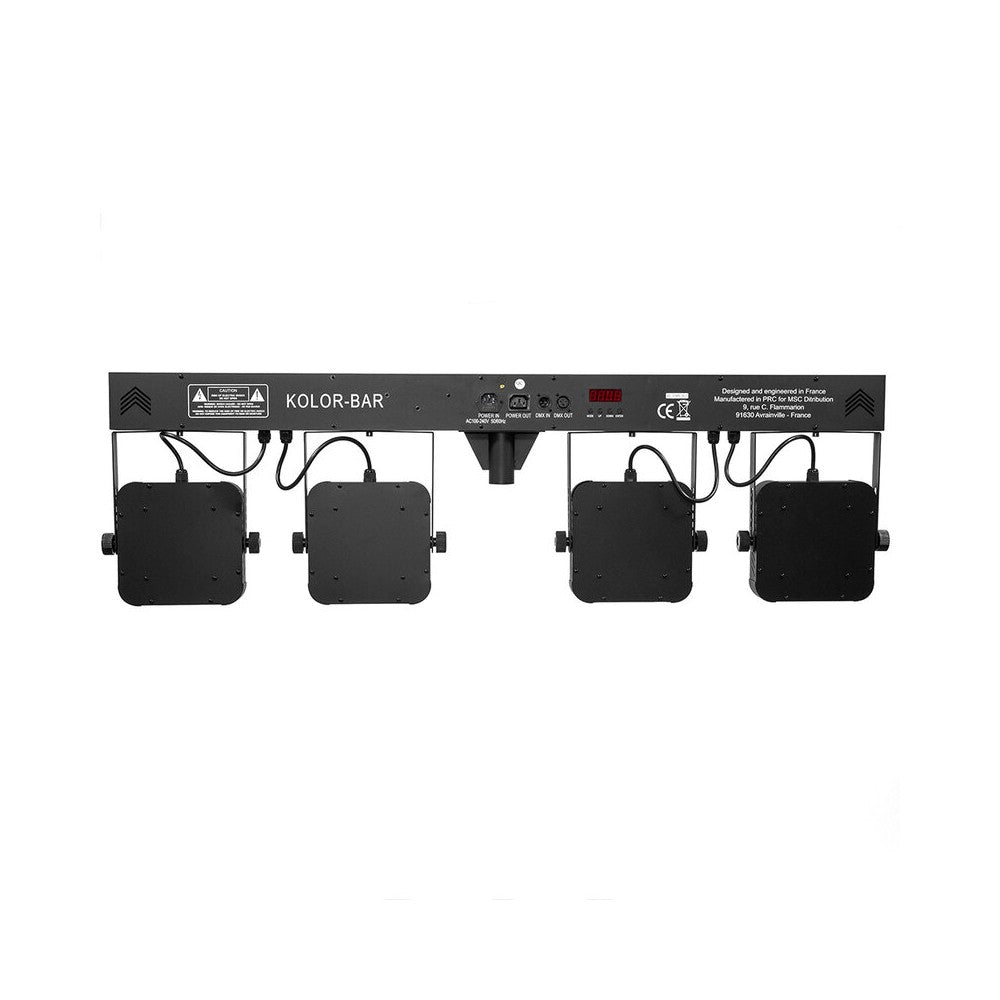 Barra LED Mac Mah con 4 focos, 7 LEDs de 8 W RGBW 4-en-1 cada uno, Strobo, control DMX