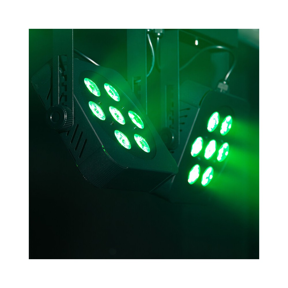 Barra LED Mac Mah con 4 focos, 7 LEDs de 8 W RGBW 4-en-1 cada uno, Strobo, control DMX