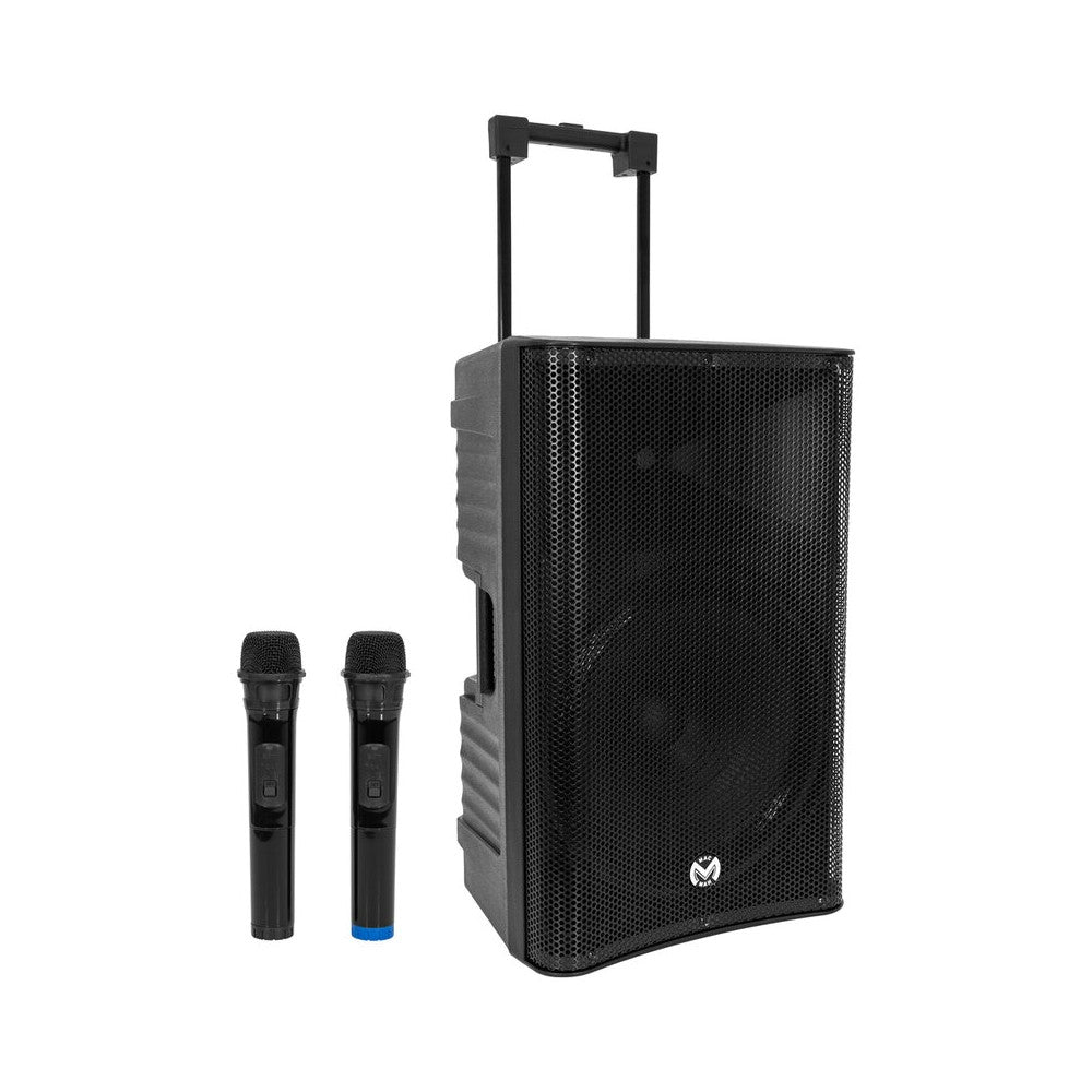 Mac Mah 600 W battery powered portable PA system, 15" LF + 3.2" HF, Bluetooth, USB key reader