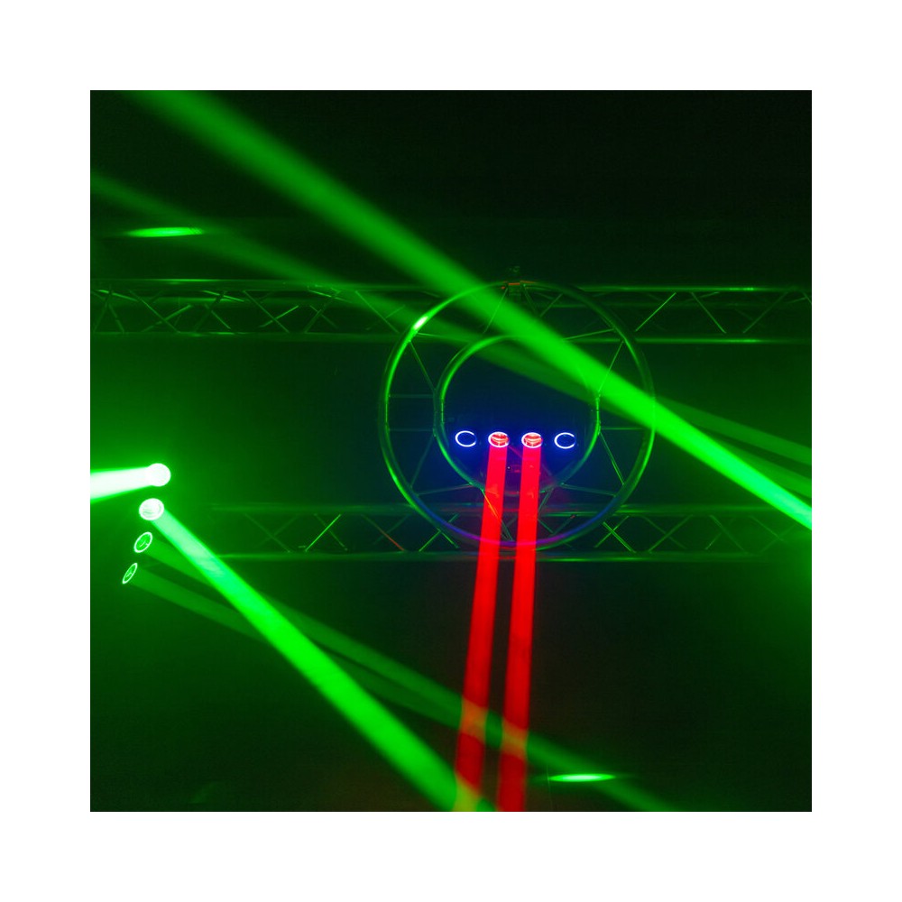 Mac Mah LED Beam effect with color rings, 4 x 40W RGBW LED Beam sources + 12 x SMD RGB 3-in-1 Halo sources, Strobe, DMX control