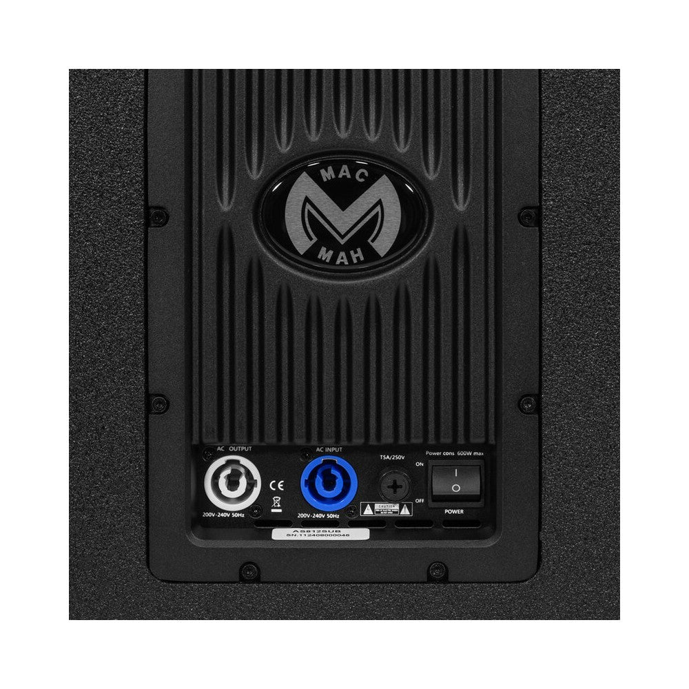 Mac Mah 600 W RMS active subwoofer, 12" driver, built-in DSP, Class-D amplifier