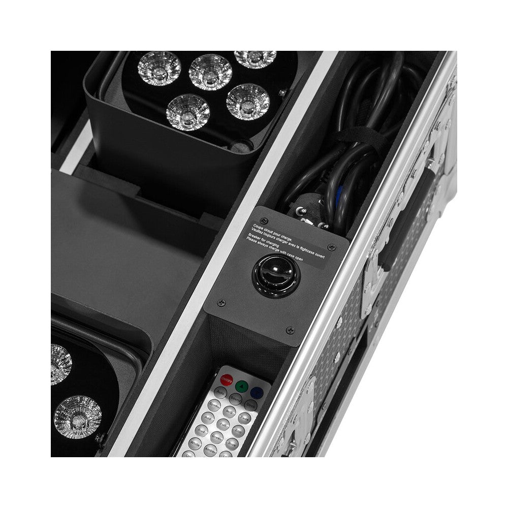 Mac Mah All-in-one lighting solution based on archi LED spotlight, designed for mobility. 6 stand-alone IP65 LED spotlights batt