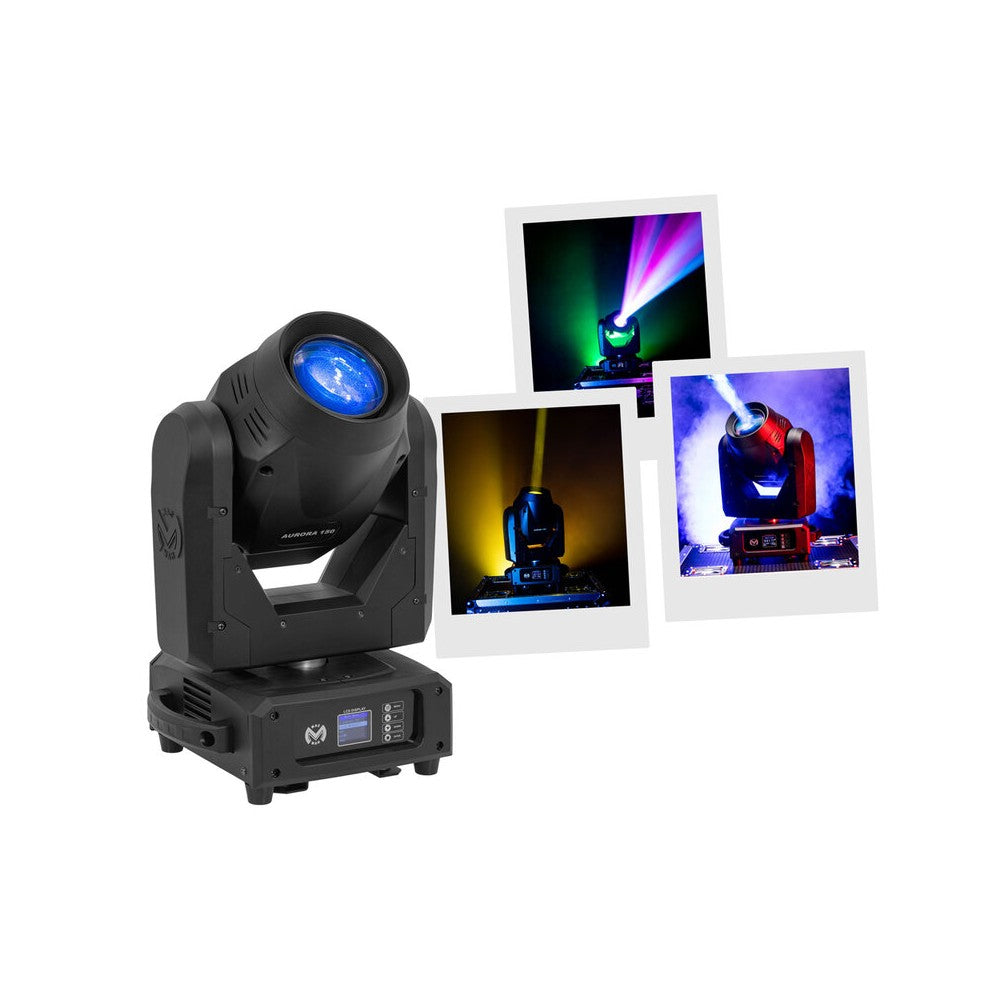 Mac Mah 150 W 3-in-1 white LED moving head with zoom, Gobos, Prism, Frost and Strobe, DMX, auto and audio control