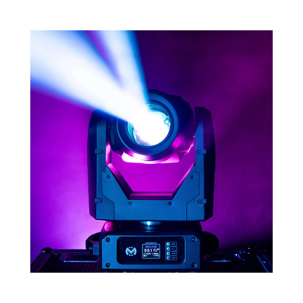 Mac Mah 150 W 3-in-1 white LED moving head with zoom, Gobos, Prism, Frost and Strobe, DMX, auto and audio control