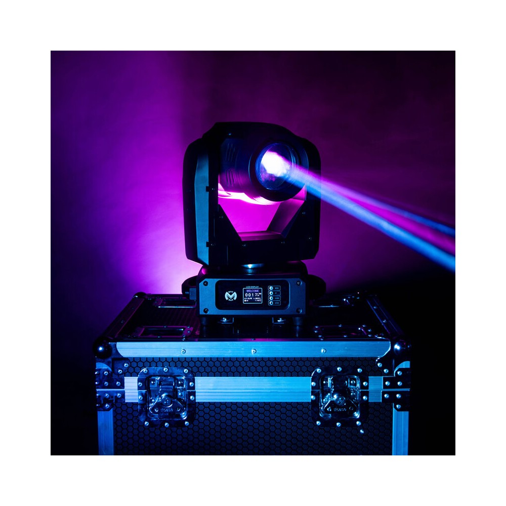 Mac Mah Set of two 150 W 3-in-1 white LED moving head with zoom, Gobos, Prism, Frost and Strobe, DMX, auto and audio control + s