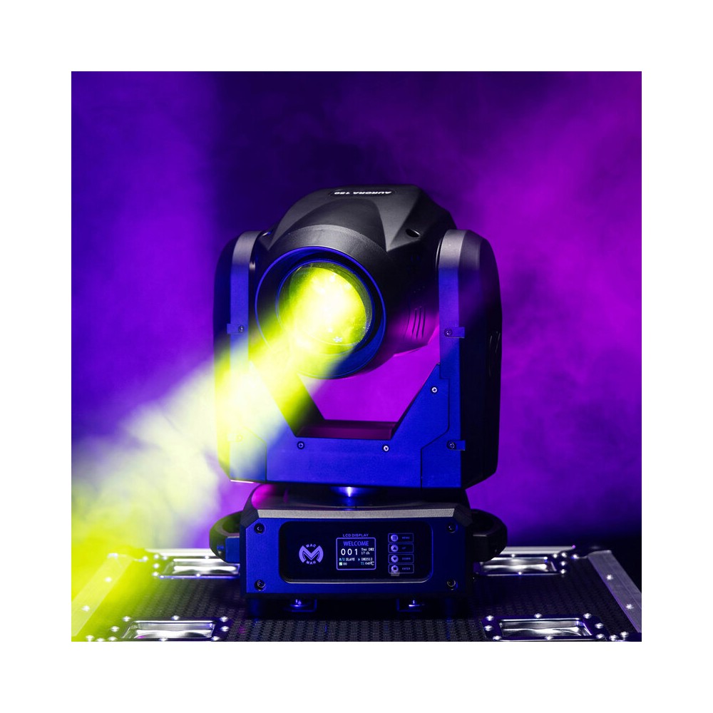 Mac Mah Set of two 150 W 3-in-1 white LED moving head with zoom, Gobos, Prism, Frost and Strobe, DMX, auto and audio control + s