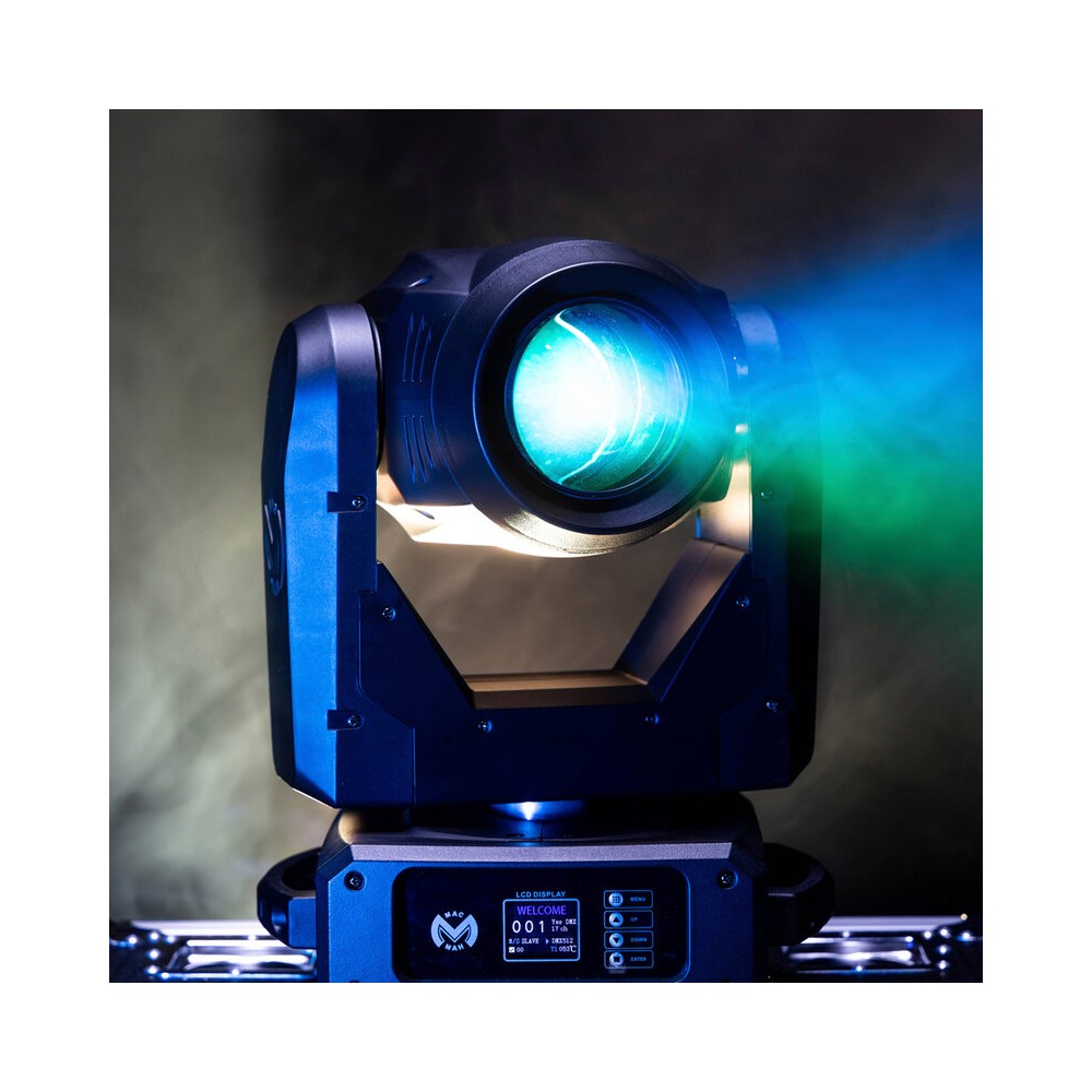 Mac Mah Set of two 150 W 3-in-1 white LED moving head with zoom, Gobos, Prism, Frost and Strobe, DMX, auto and audio control + s