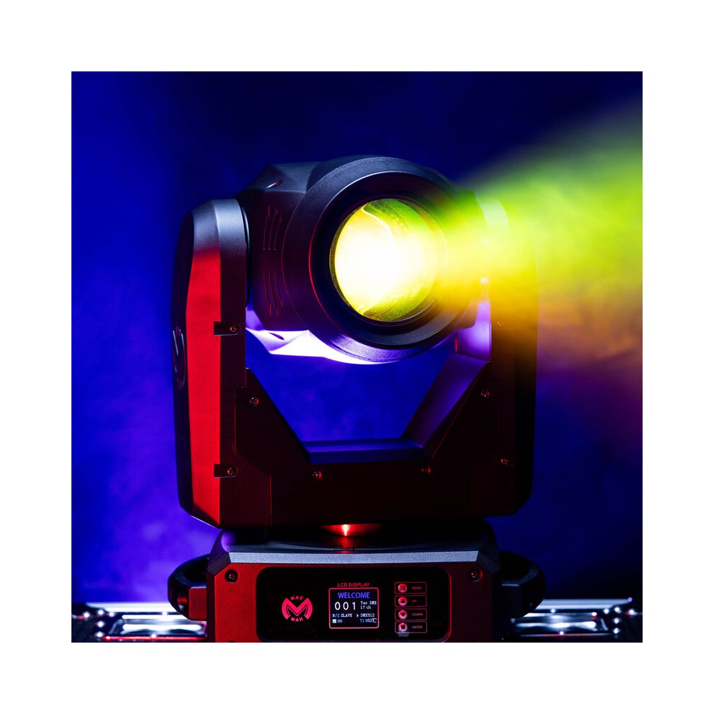 Mac Mah Set of two 150 W 3-in-1 white LED moving head with zoom, Gobos, Prism, Frost and Strobe, DMX, auto and audio control + s