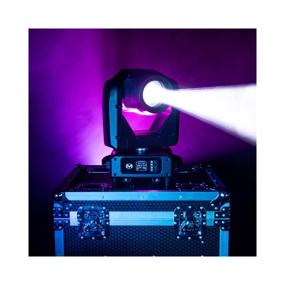 Mac Mah Set of two 150 W 3-in-1 white LED moving head with zoom, Gobos, Prism, Frost and Strobe, DMX, auto and audio control + s