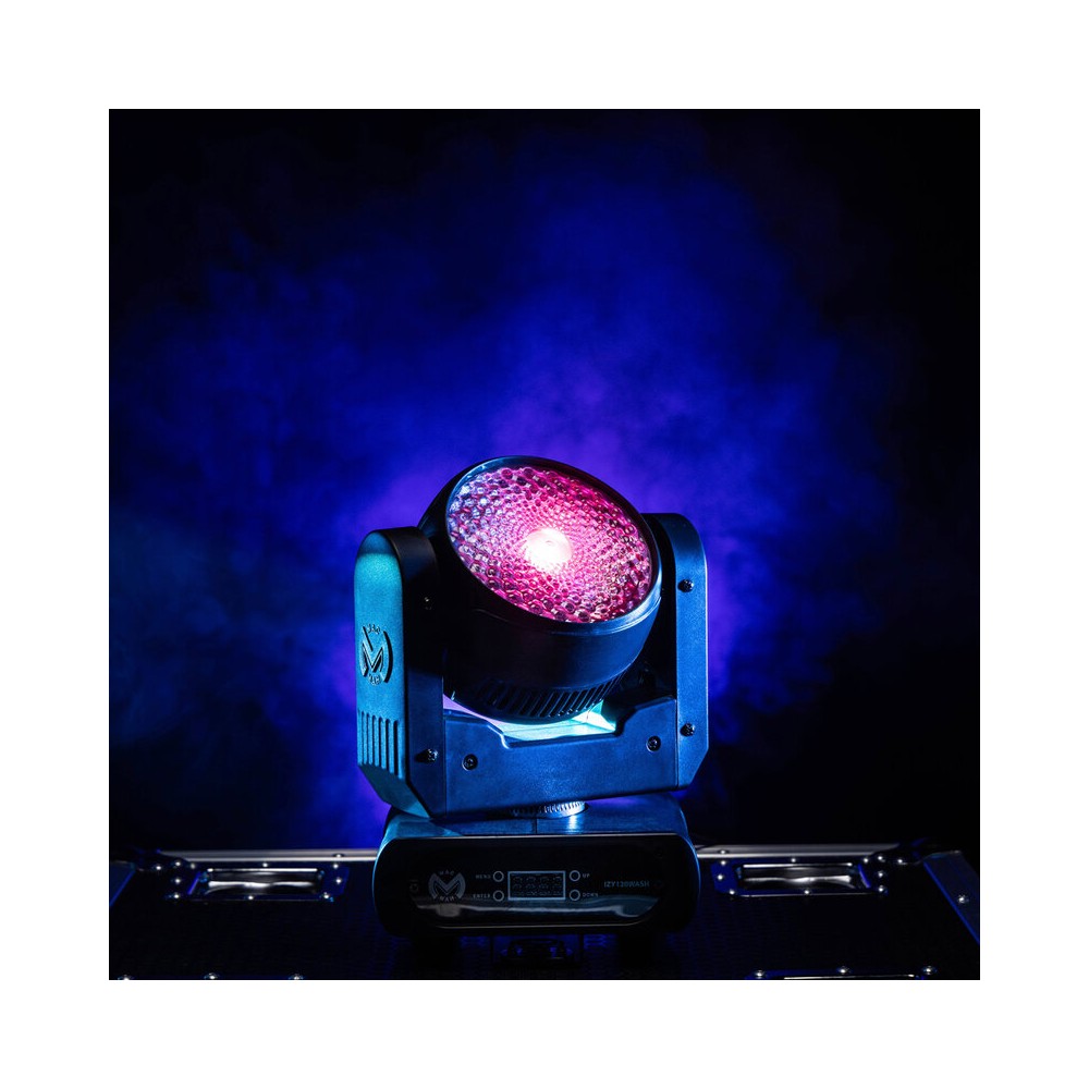 Foco wash con LED RGBW 4 en 1 de 120 W Mac Mah, 14 canales DMX, estrobo de 25 flashes/s, movimientos Pan/Tilt extendidos