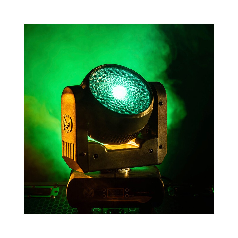 Foco wash con LED RGBW 4 en 1 de 120 W Mac Mah, 14 canales DMX, estrobo de 25 flashes/s, movimientos Pan/Tilt extendidos