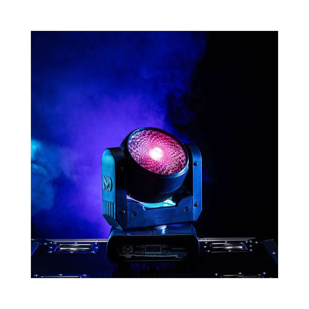 Foco wash con LED RGBW 4 en 1 de 120 W Mac Mah, 14 canales DMX, estrobo de 25 flashes/s, movimientos Pan/Tilt extendidos