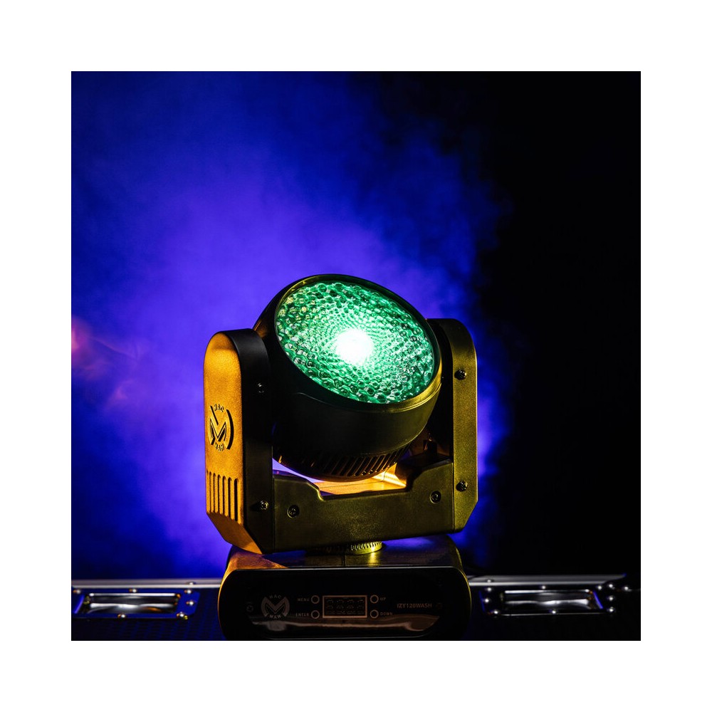 Foco wash con LED RGBW 4 en 1 de 120 W Mac Mah, 14 canales DMX, estrobo de 25 flashes/s, movimientos Pan/Tilt extendidos